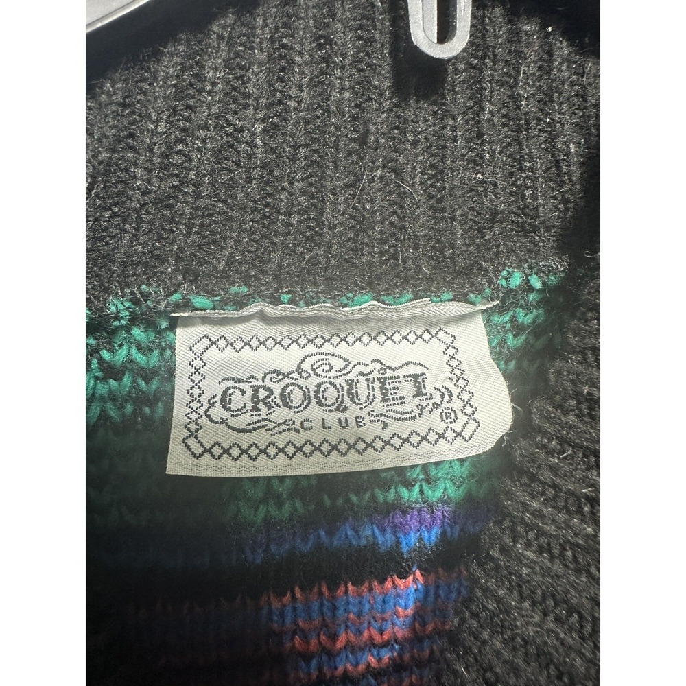 Vintage 1992 Croquet Club Acrylic Knit Pullover Turtleneck M Bright Colors - Picture 6 of 6